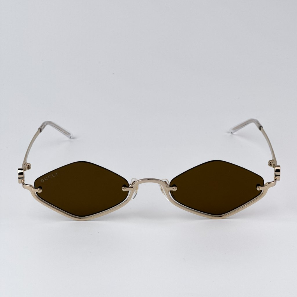 Gucci Gg1604s 002 Brand New Sunglasses Gold Brown Geometric Men